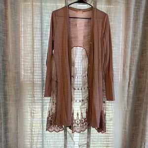 Altar’d State mauve with lace cardigan top